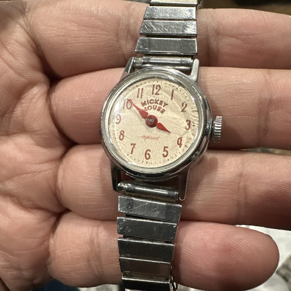 Working VTG‎ Ingersoll Mickey Mouse 24mm Manual Wind watch Unisex Fit 7in Rare